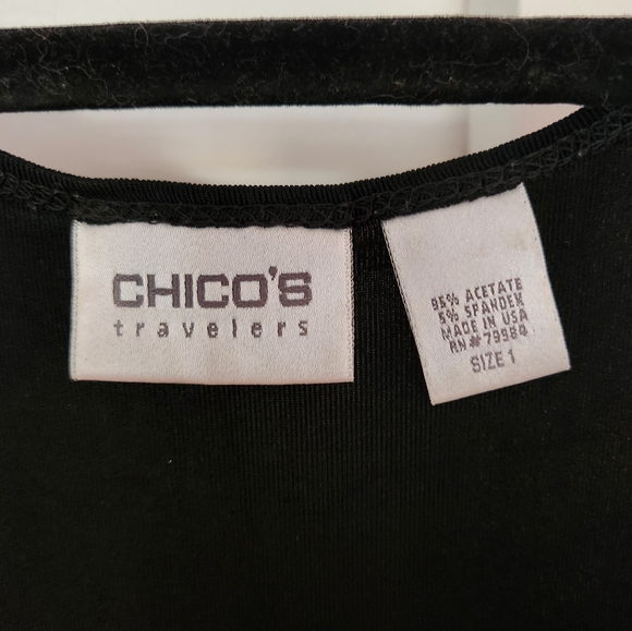 Chicos Traveler Dress Black and White Print Size 1 - Picture 2 of 3